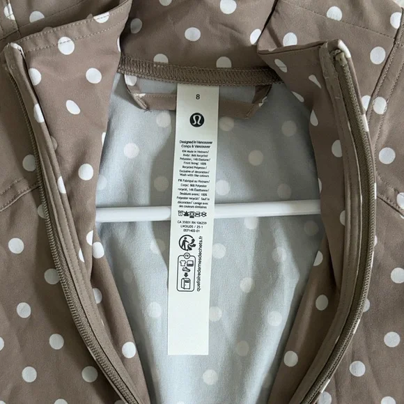 lululemon athletica badge with white Polka Dot Bomber Jacket size 8 never worn. - Picture 2 of 4
